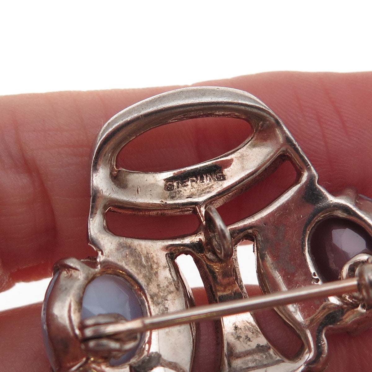 925 Sterling Gold Plated Antique Art Deco Rhinestone Crown Pin Brooch / Pendant
