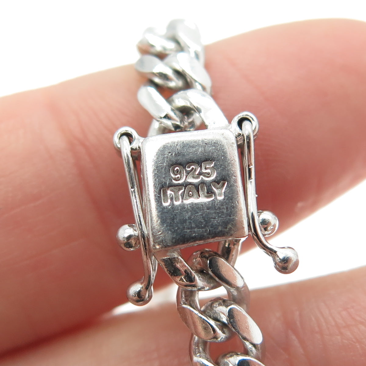 925 Sterling Silver Italy Cuban Chain Necklace 16"