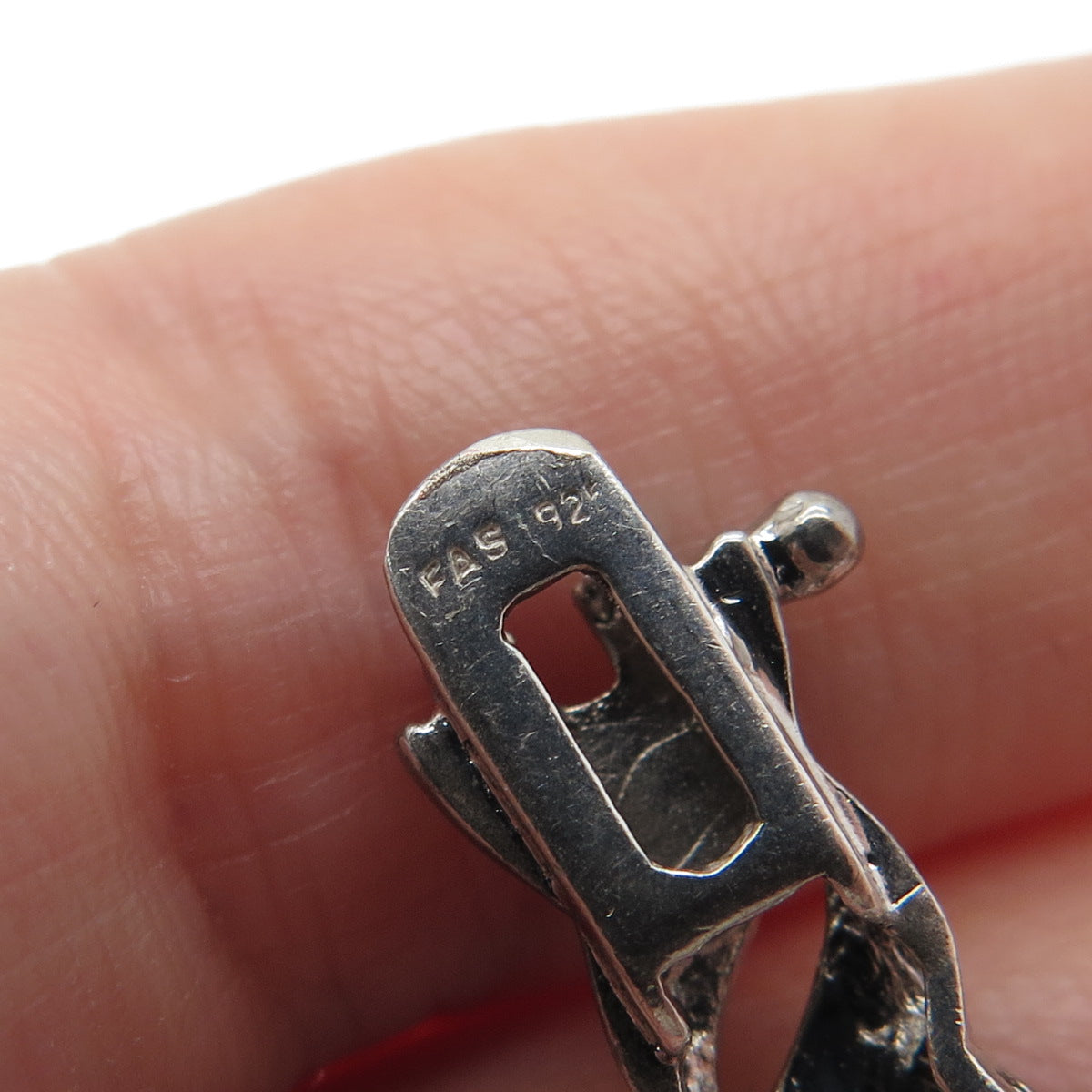 925 Sterling Silver Real Diamond Accent & Sapphire Gem XO Link Bracelet 7"