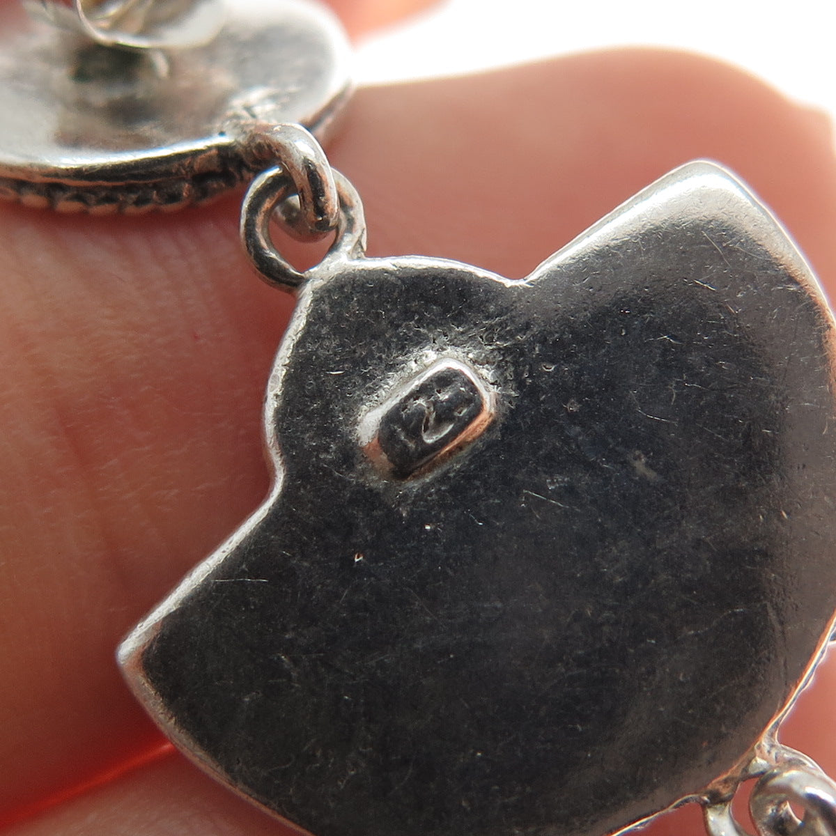 925 Sterling Silver Vintage Modernist Swirl Oxidized Dangle Earrings