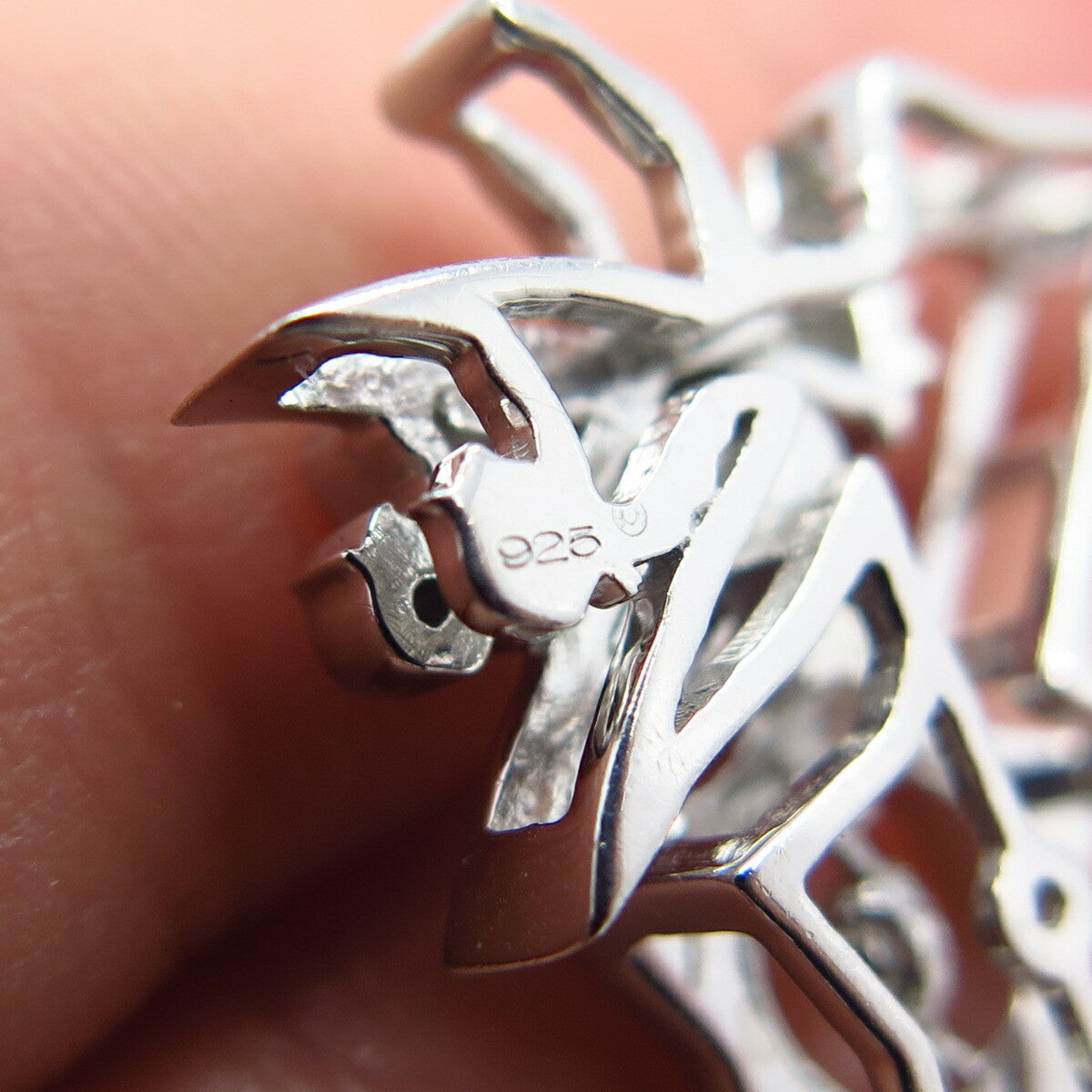 925 Sterling Silver C Z Fairy Girl w/ Magical Wand Slide Pendant