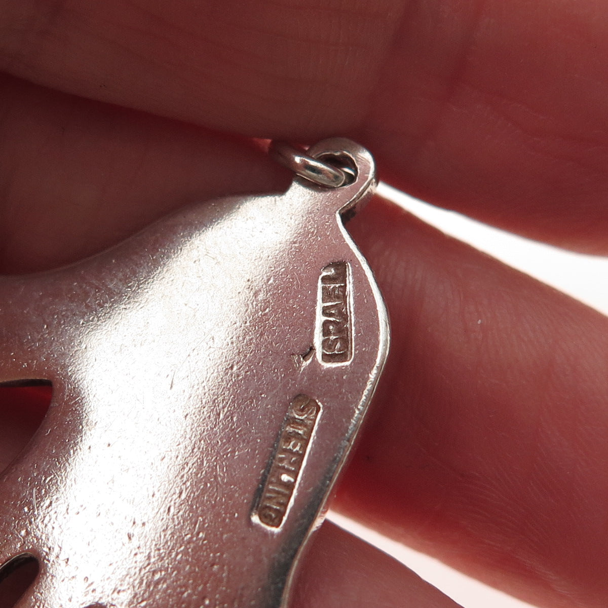 925 Sterling Silver Vintage Israel Hand Palm Charm Pendant