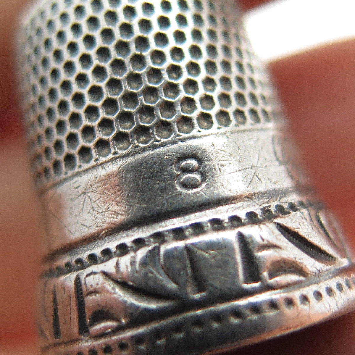 KETCHAM & MCDOUGALL 925 Sterling Silver Antique Engraved Sewing Thimble Size 8