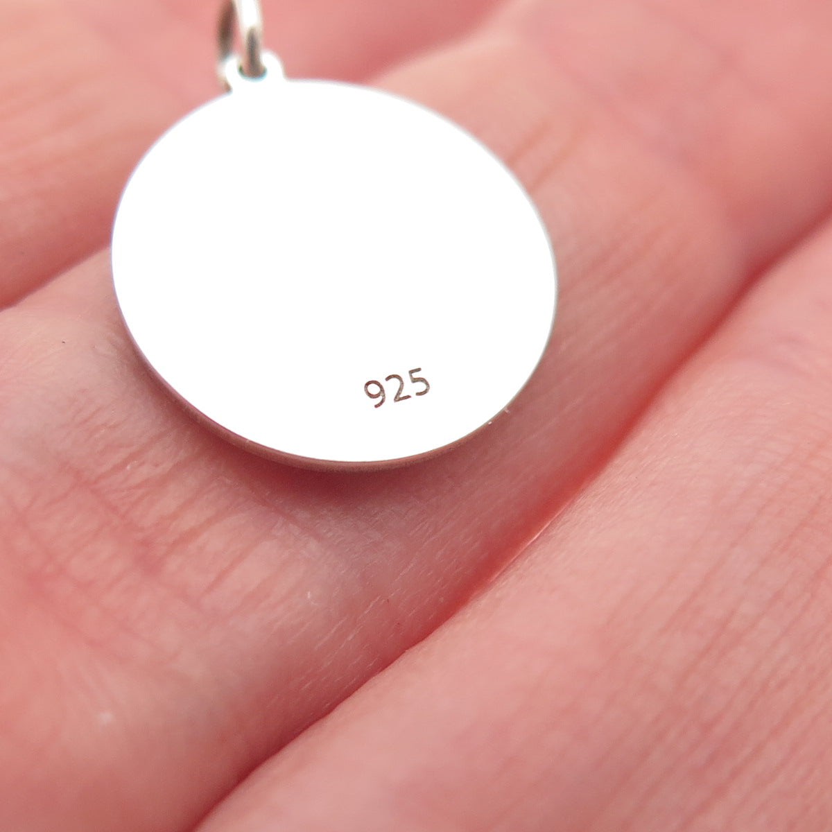 925 Sterling Silver Turquoise Enamel USA Map Round Tag Mini Charm Pendant