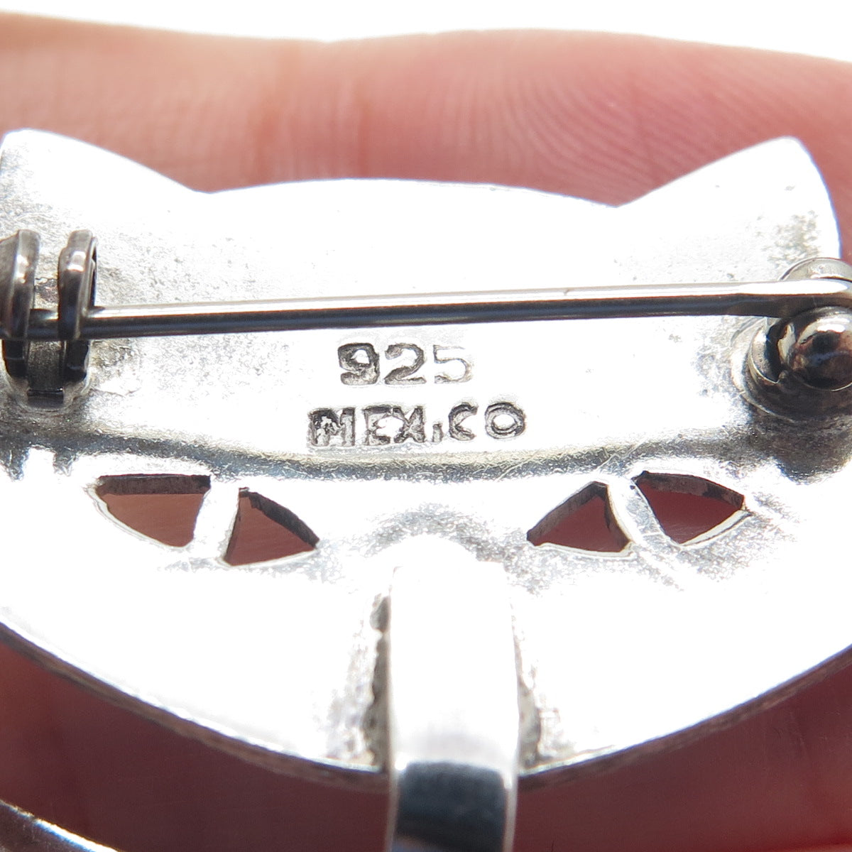 925 Sterling Silver Vintage Mexico Modernist Cat Pin Brooch