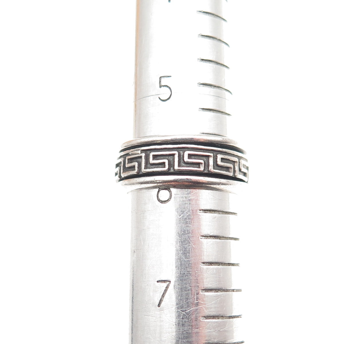 925 Sterling Silver Vintage Mexico Greek Key Oxidized Band Ring Size 6
