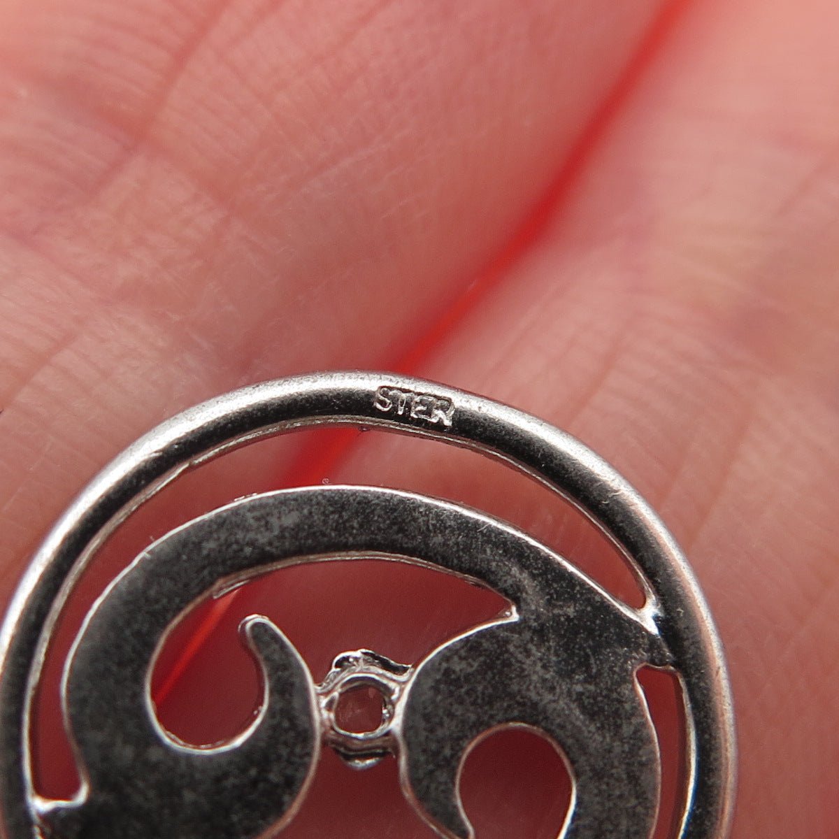 925 Sterling Silver Vintage Cancer Zodiac Sign Oxidized 3D Mini Charm Pendant