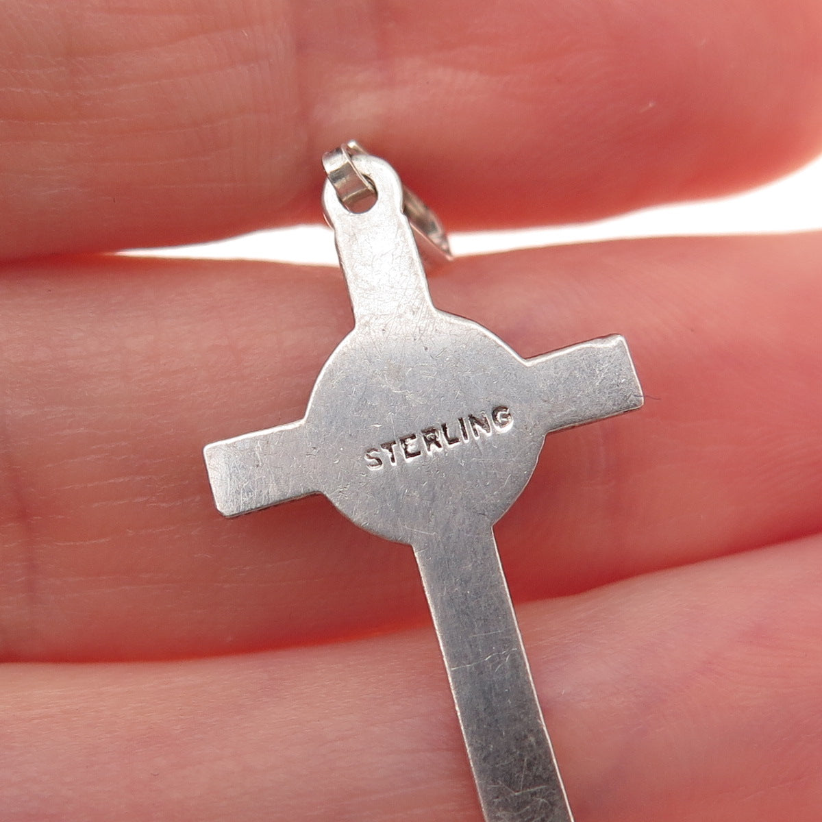 925 Sterling Antique Art Deco Real Marcasite Cross Pendant (missing 1 stone)