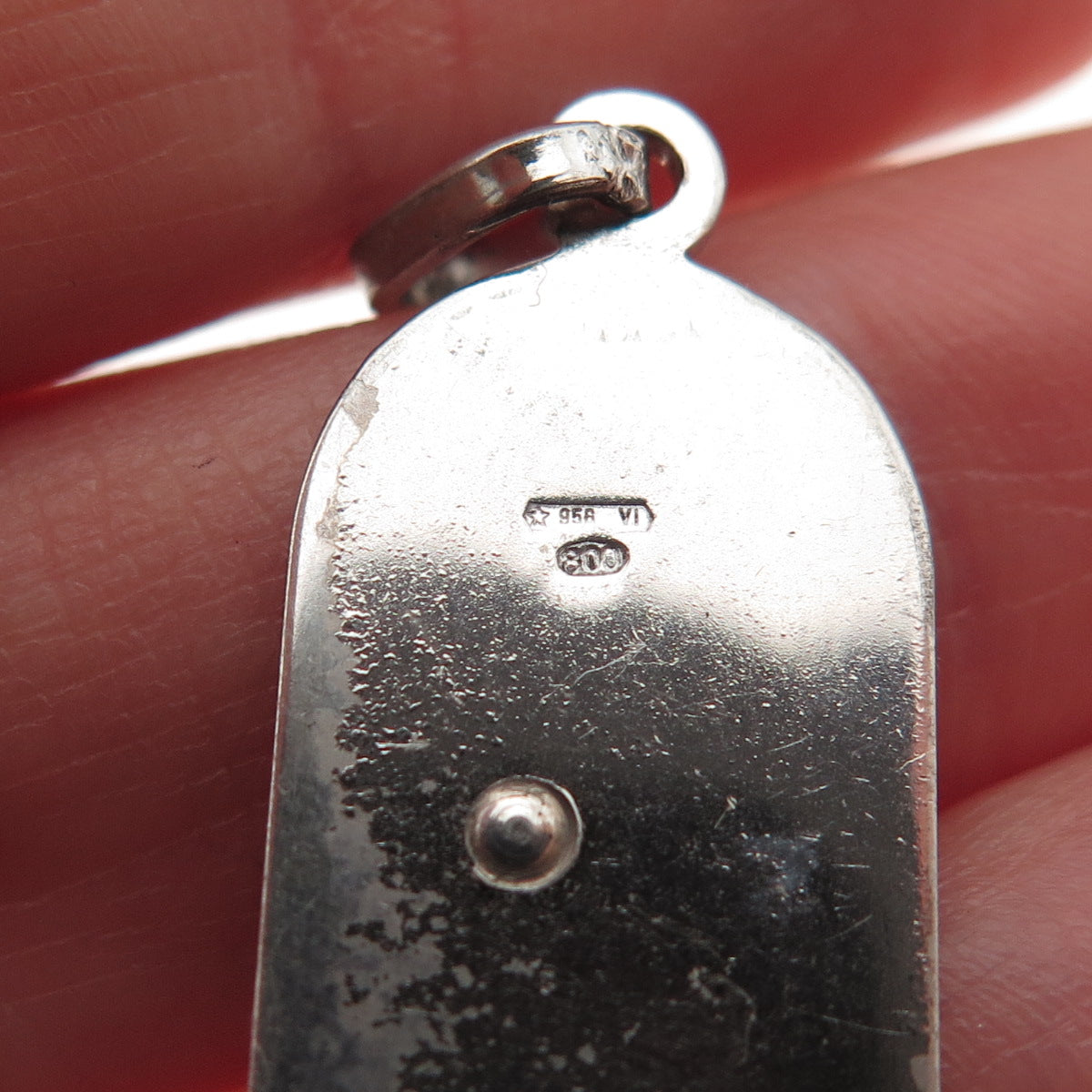 800 Silver 2-Tone Vintage Italy St. Mary Religious Charm Pendant