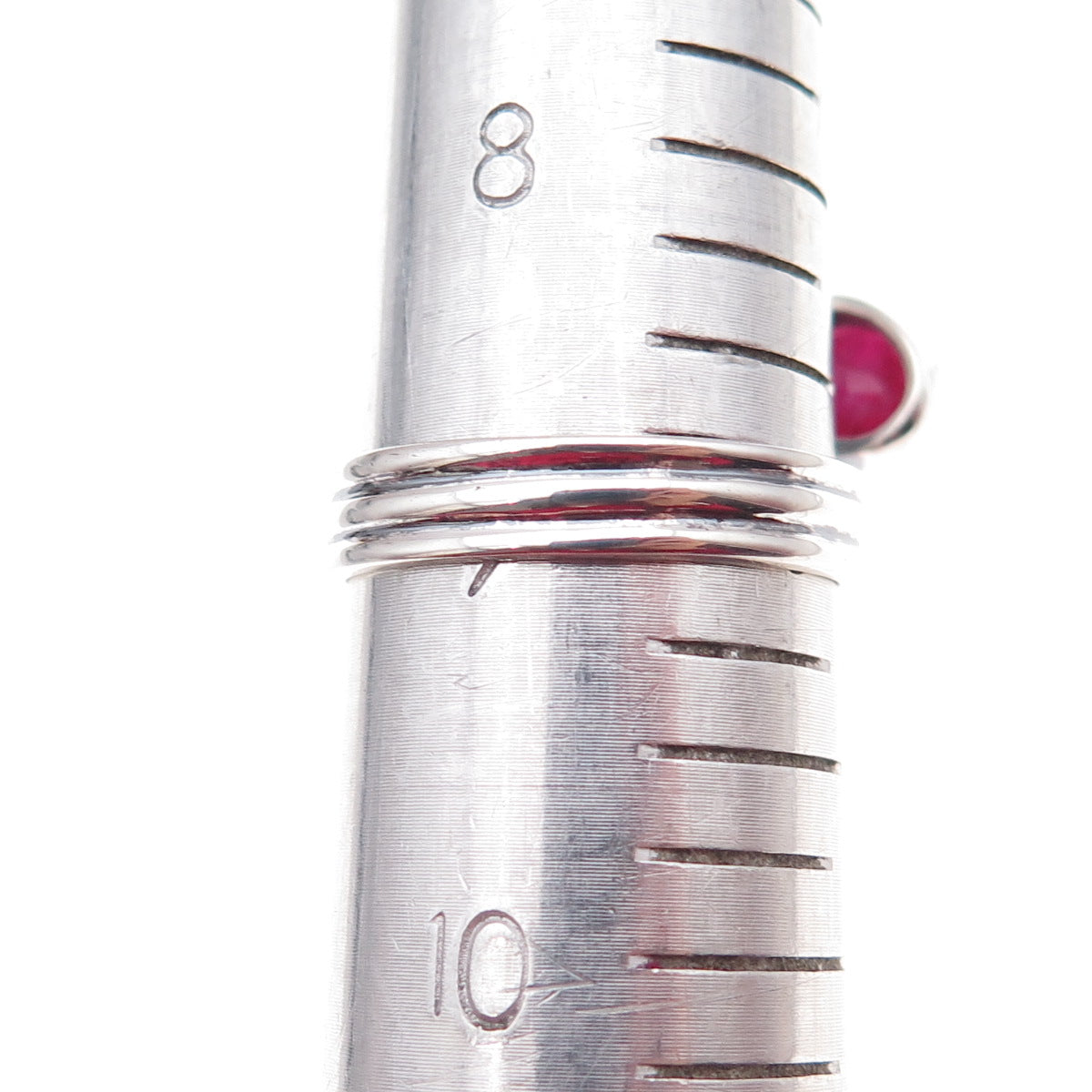 925 Sterling Silver Vintage Real Ruby Modernist Oxidized Ring Size 9