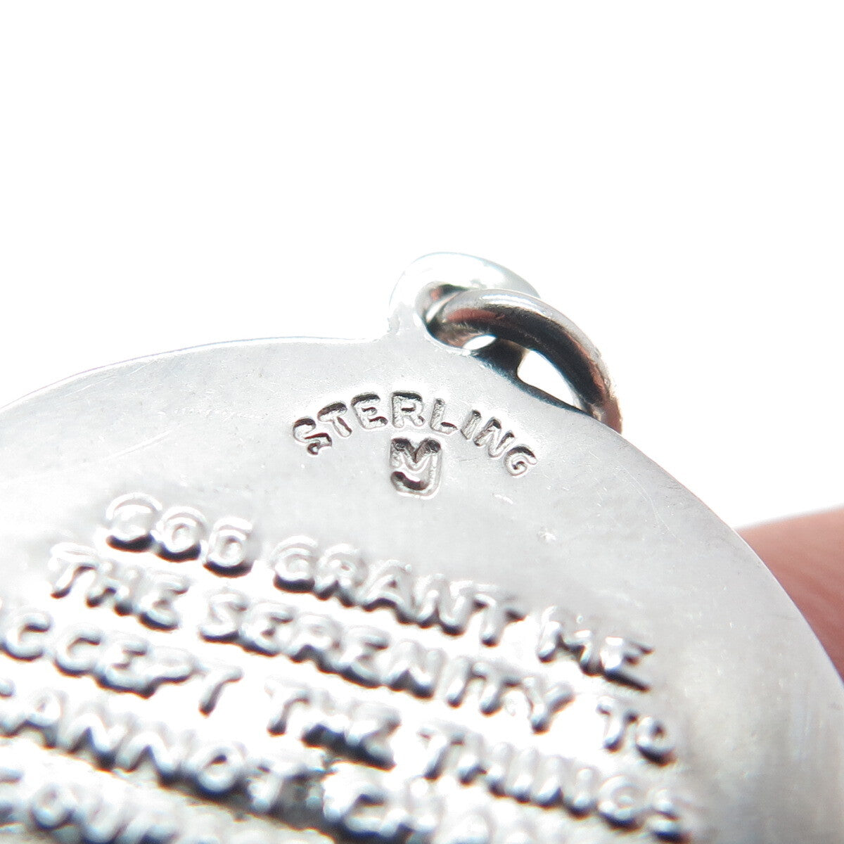 925 Sterling Silver Vintage Hands In Prayer Religious Round Pendant