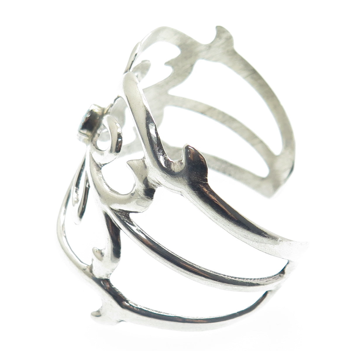 Old Pawn Sterling Silver Vintage Turquoise Butterfly Adjustable Bracelet 6.5"