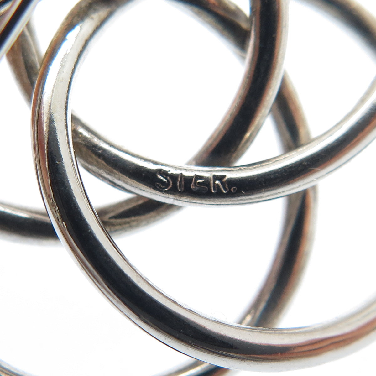925 Sterling Silver Vintage Celtic Interlocked Circles Pin Brooch