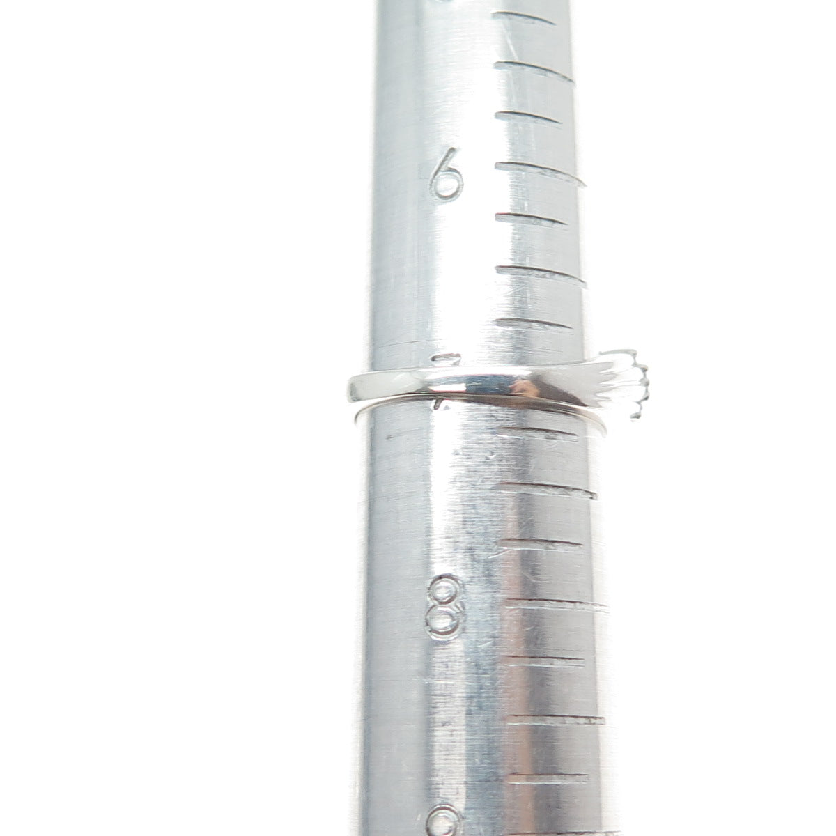 925 Sterling Silver Real Round & Tapered Baguette-Cut Diamond Wavy Ring Size 7