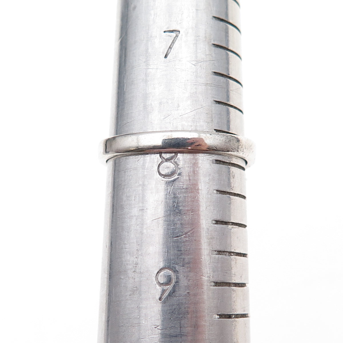 925 Sterling Silver Vintage Modernist Ribbed Dome Oxidized Ring Size 8