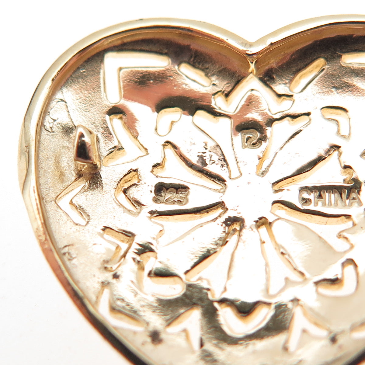 Ross Simons 925 Sterling Silver Gold Plated Floral Heart Locket Charm Pendant