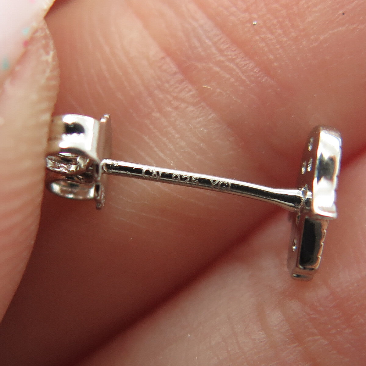 925 Sterling Silver Round-Cut C Z Hamsa Amulet Stud Earrings