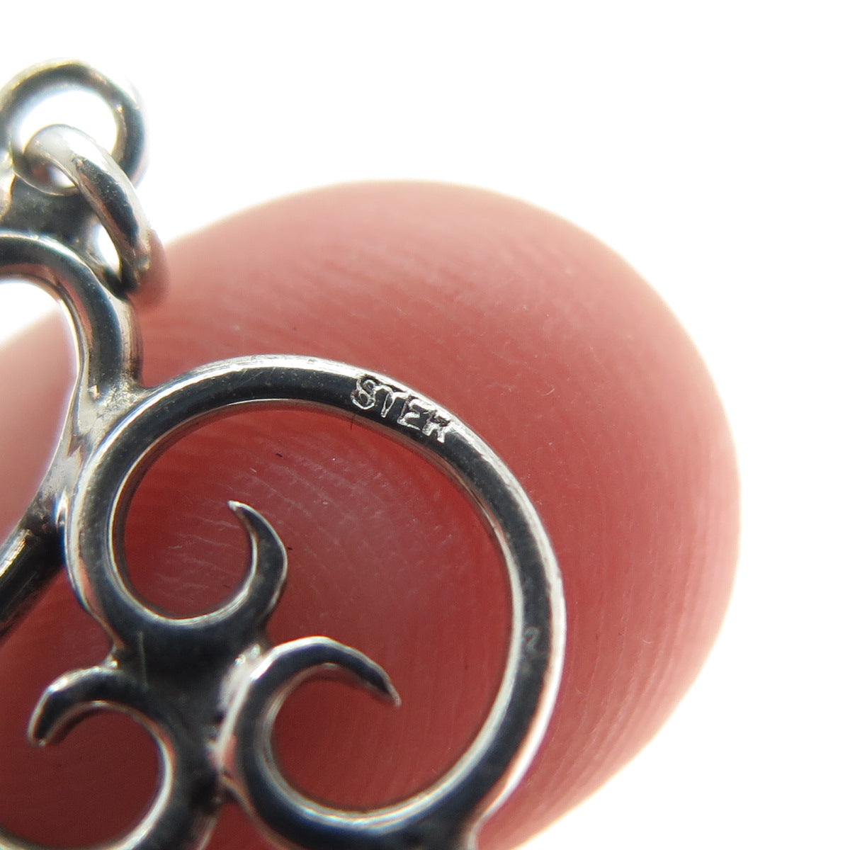 925 Sterling Silver Vintage Real Malachite Swirl Ornate Charm Pendant