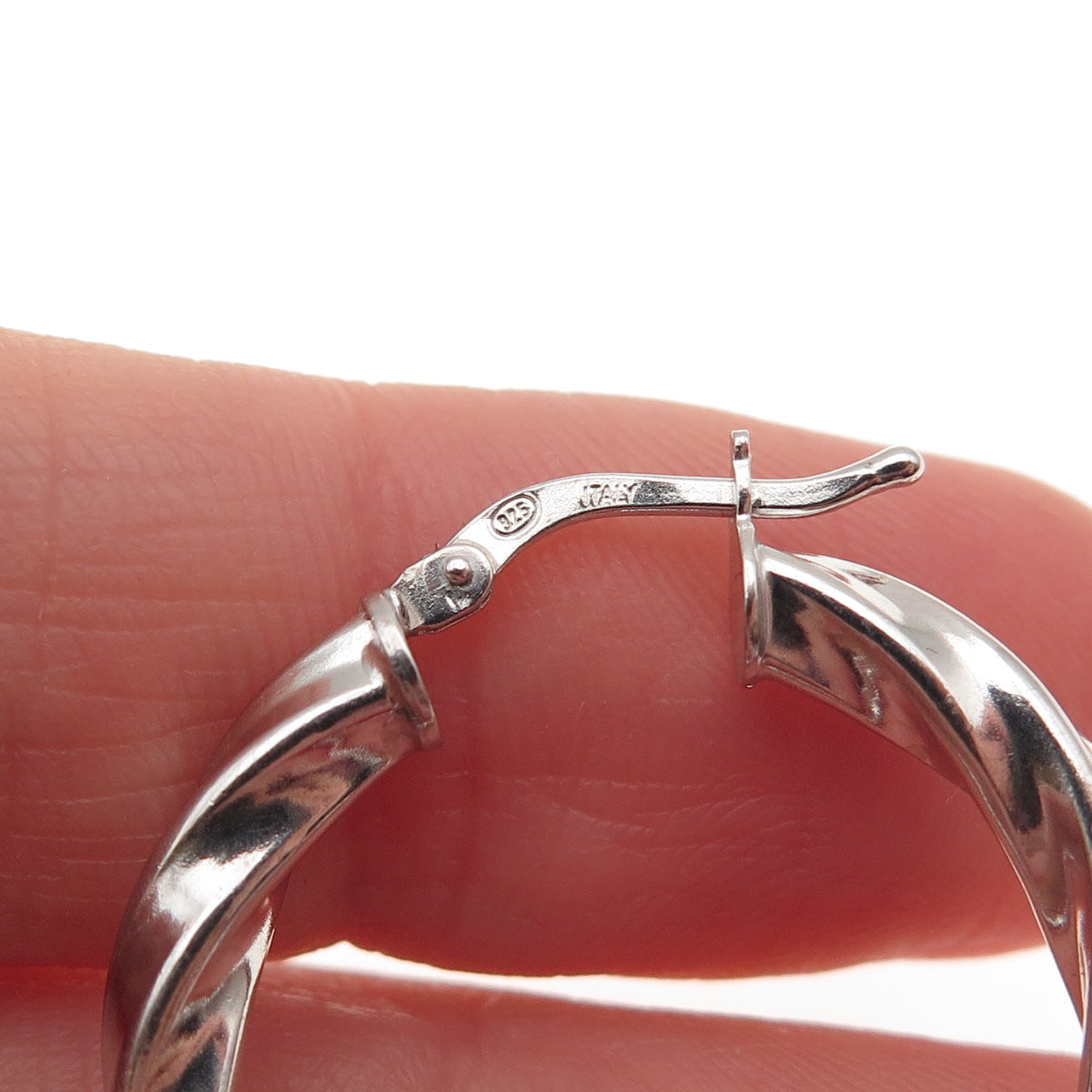 925 Sterling Silver Italy Twisted Hoop Earrings