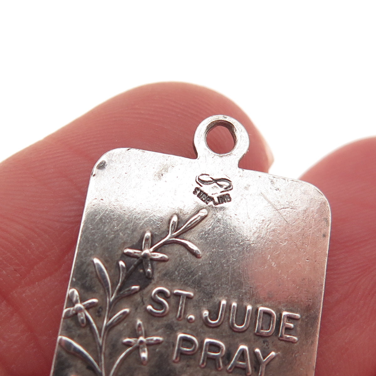 Atelier 925 Sterling Silver Antique Art Deco St. Jude Religious Charm Pendant