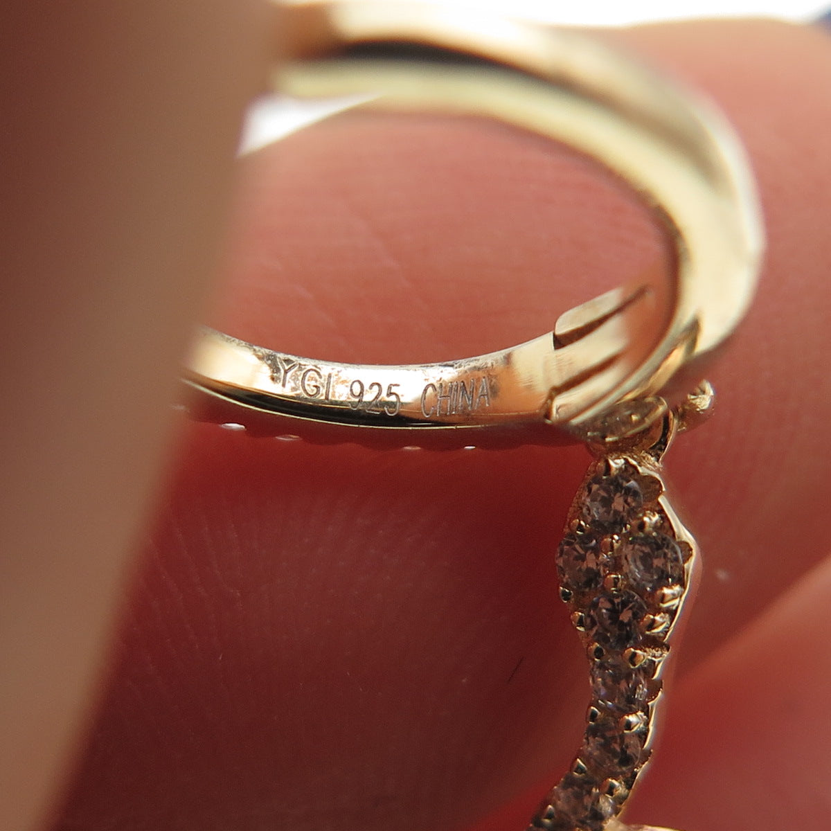 925 Sterling Silver Gold Plated Round-Cut C Z Snake Dangle Hoop Earrings