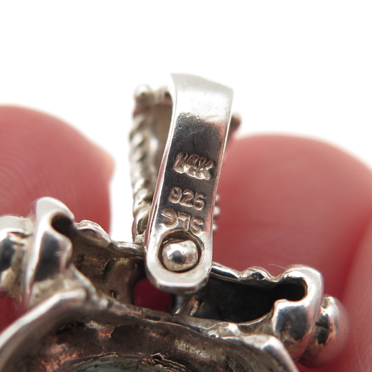 Select Jewelry 925 Sterling 14K Gold Vintage Real Blue Topaz Red Garnet Pendant