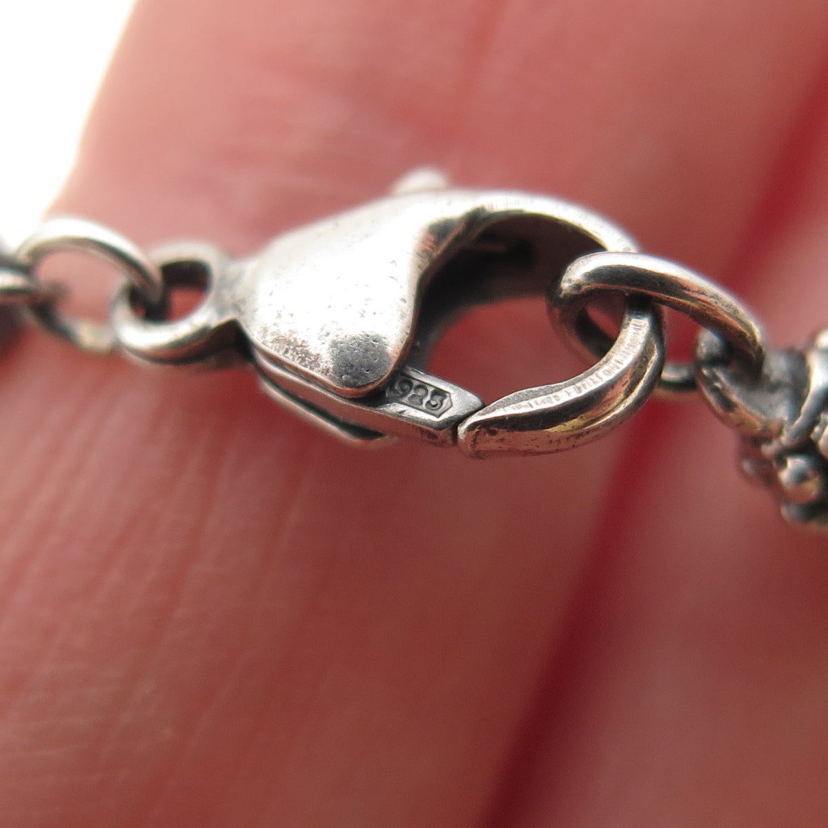 925 Sterling Silver Vintage Real Tahitian Pearl Beaded Chain Necklace 18"