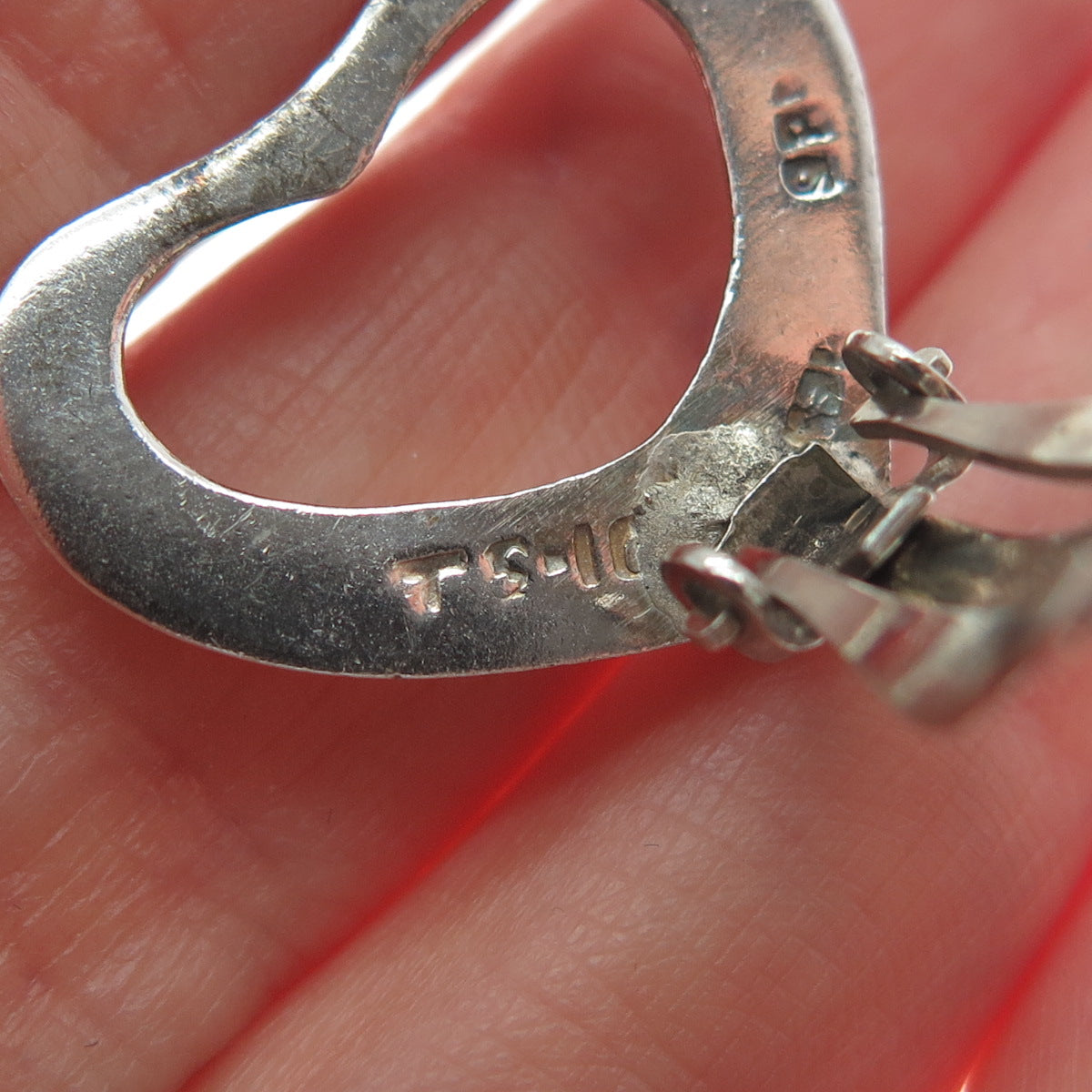 925 Sterling Silver Vintage Mexico Open Heart Clip On Earrings