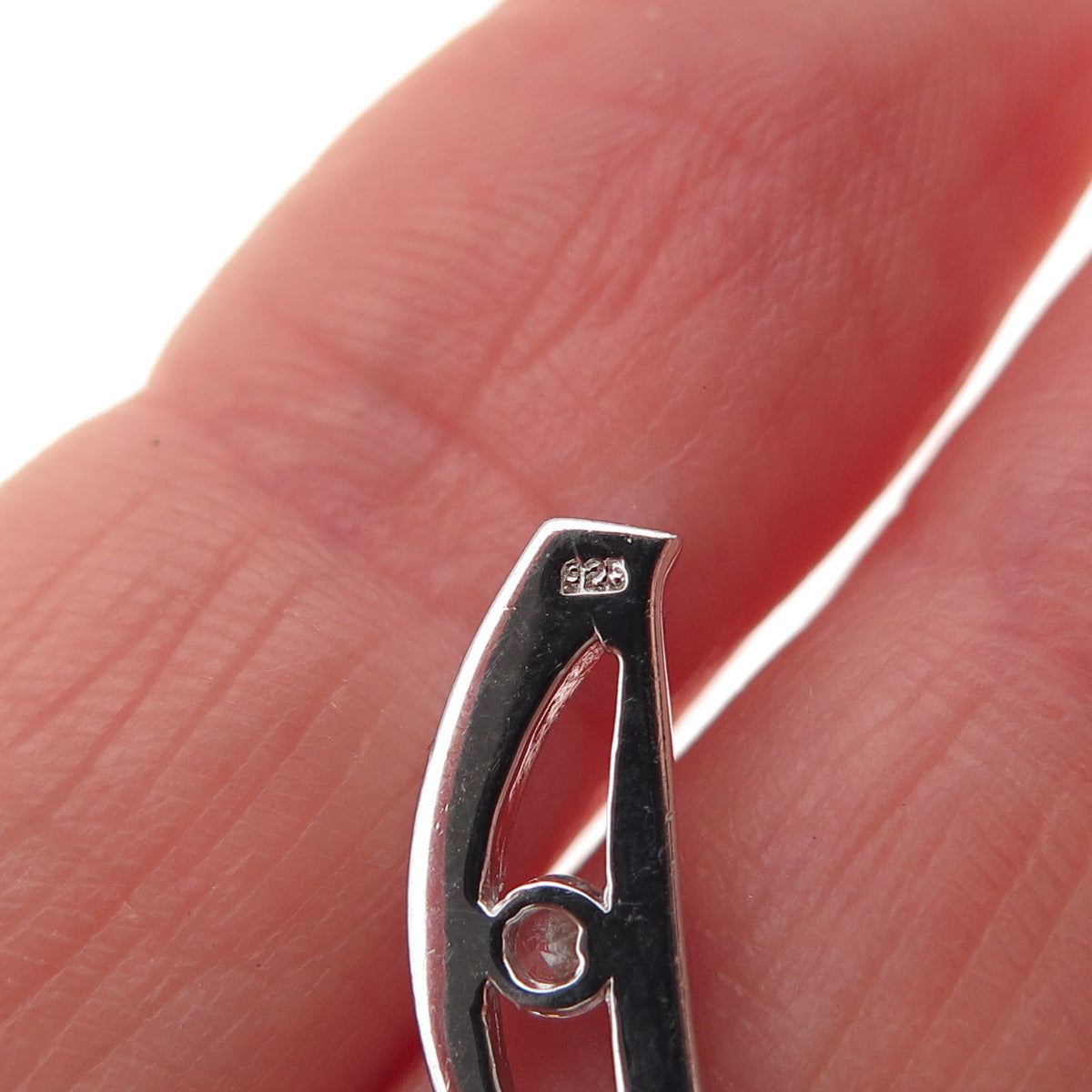 925 Sterling Silver Round-Cut C Z Modernist Mini Slide Charm Pendant