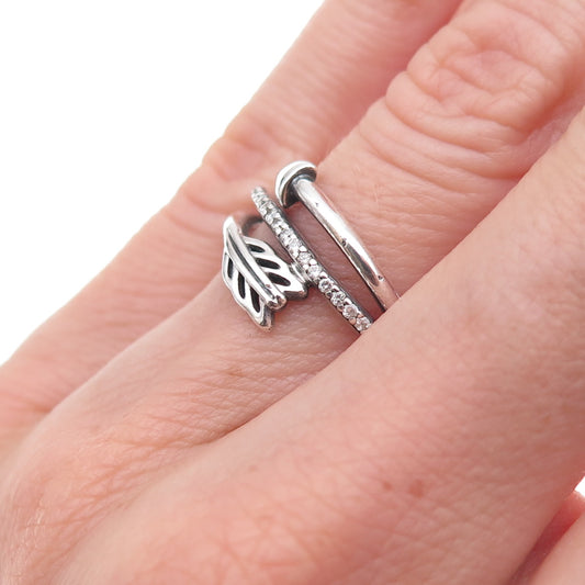 Pandora 925 Sterling Silver Round-Cut C Z Loved Sparkling Arrow Ring Size 5.25