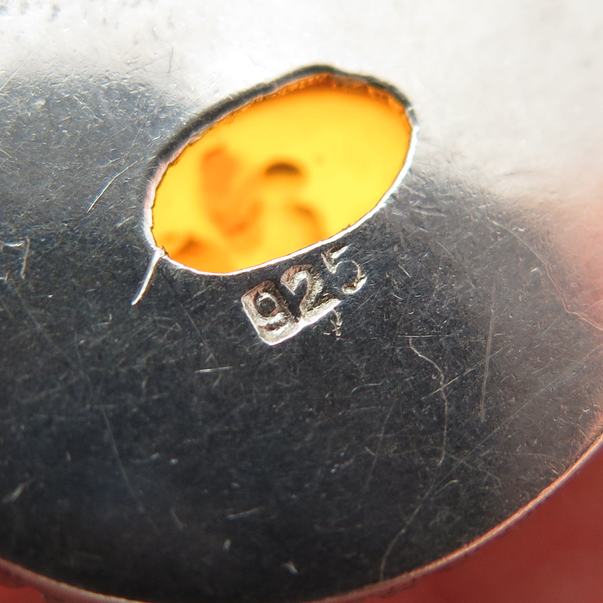 925 Sterling Silver Vintage Real Amber Beaded Oxidized Charm Pendant