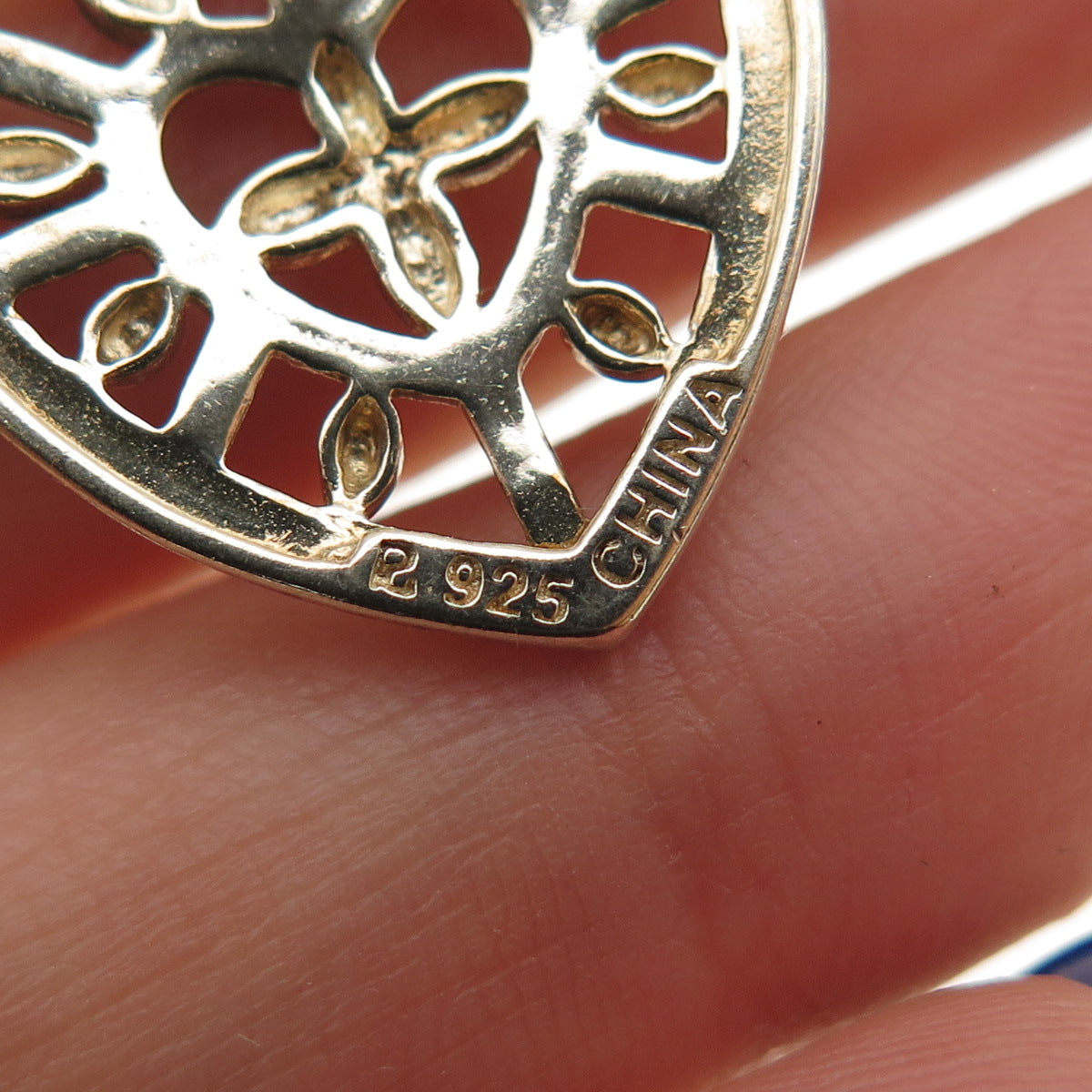 ROSS SIMONS 925 Sterling Silver 2-Tone Vintage Real Diamond Accent Heart Pendant