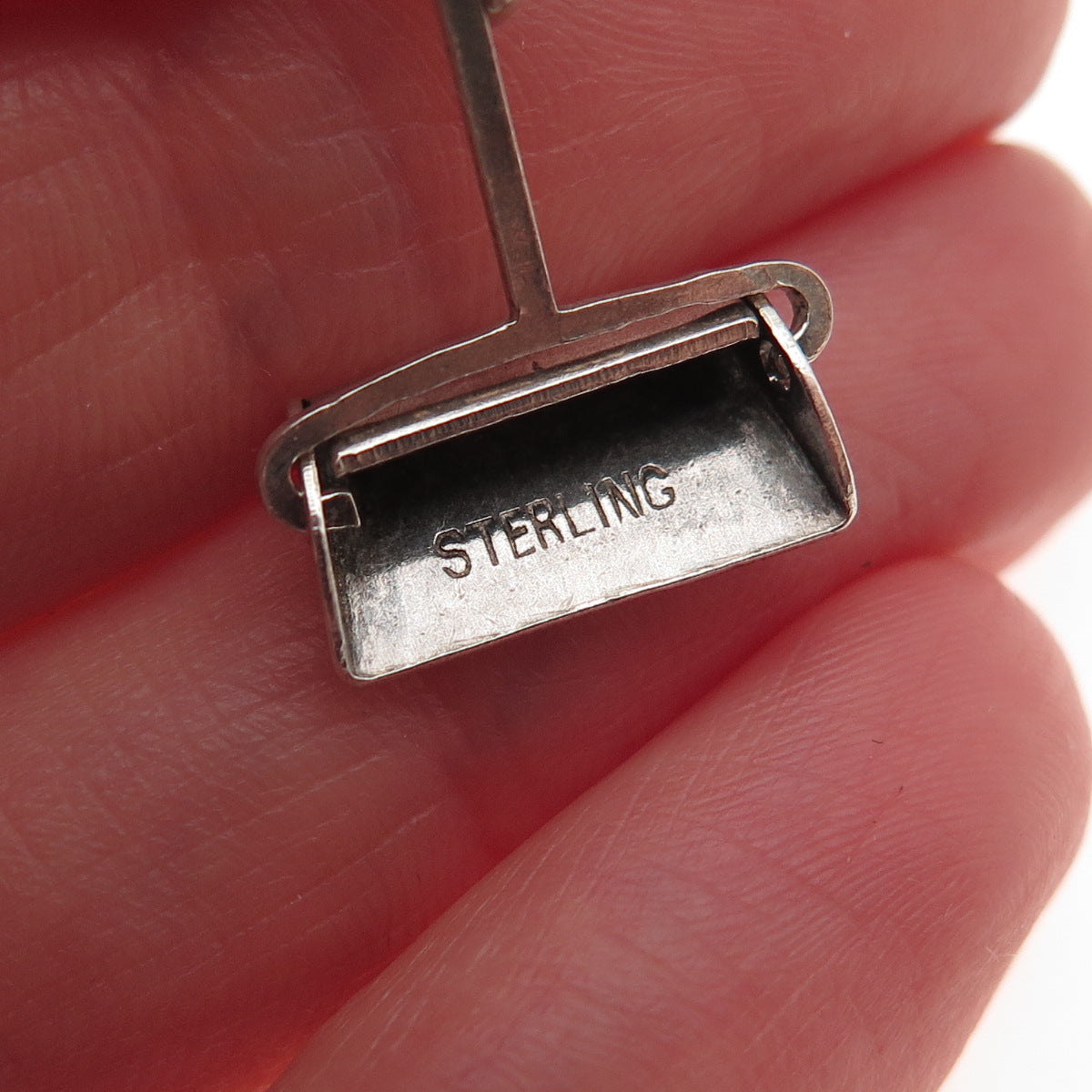 925 Sterling Silver Antique Art Deco Dust Bin Oxidized 3D Mini Charm Pendant