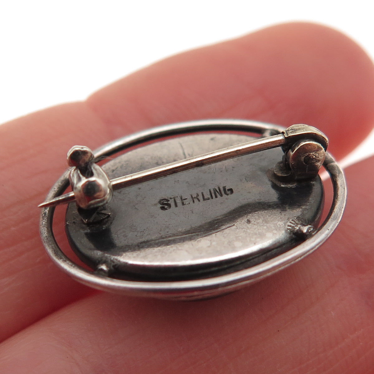 925 Sterling Silver Antique Art Deco Real Blister Abalone Pearl Pin Brooch