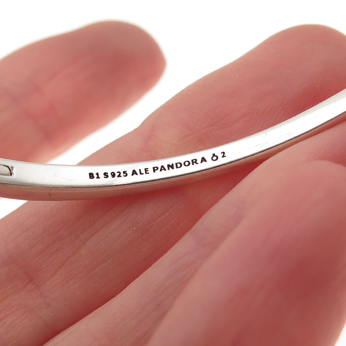 Pandora 925 Sterling Silver Wishbone Bangle Bracelet 6.75"