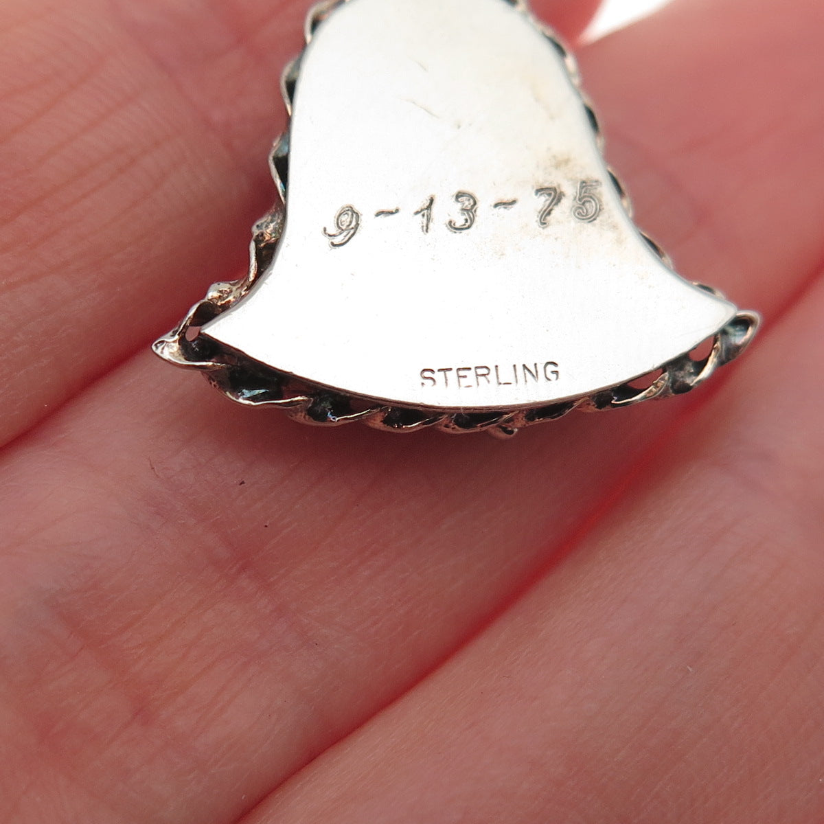 925 Sterling Silver Vintage Engraved Floral Locket Bell Oxidized Charm Pendant
