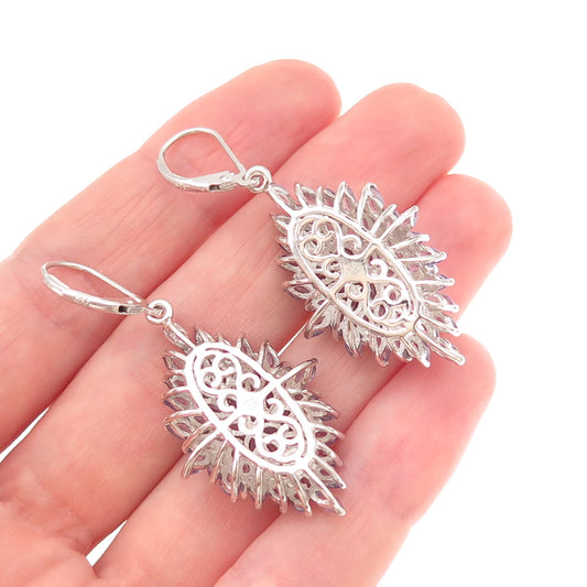 Chuck Clemency 925 Sterling Silver Real Marquise-Cut Tanzanite Dangle Earrings