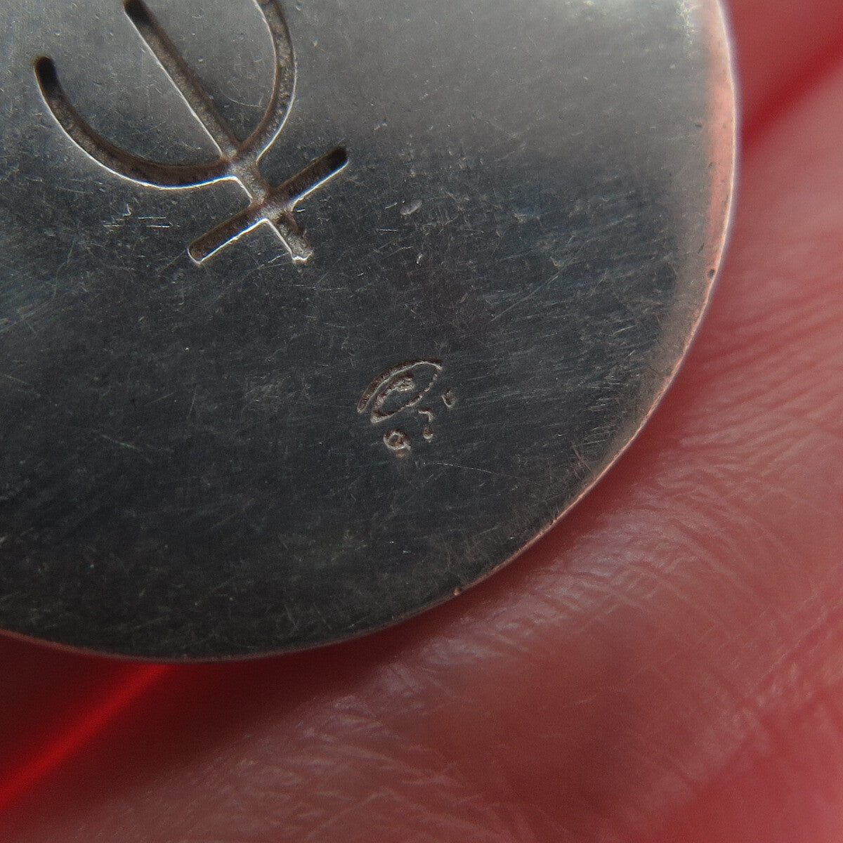 925 Sterling Silver 2-Tone Vintage Happiness Chinese Character Oxidized Pendant