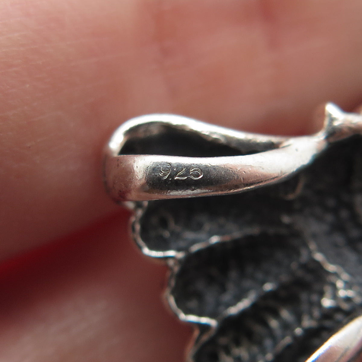 925 Sterling Silver Vintage Real Kingman Turquoise Ribbed Oxidized Slide Pendant