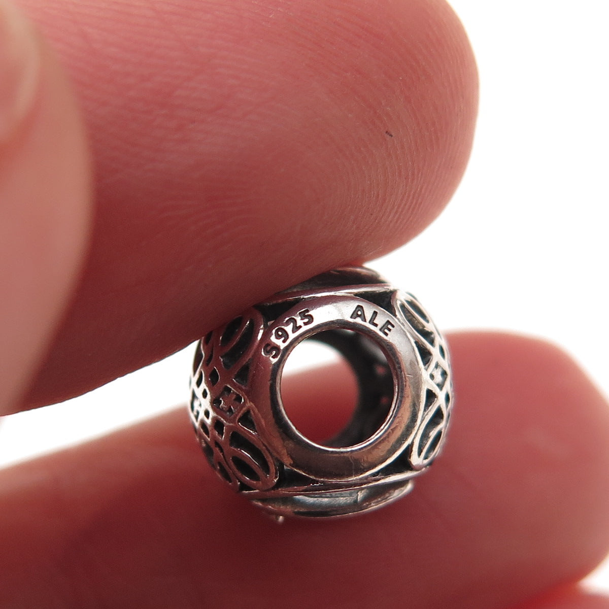 Pandora 925 Sterling Silver C Z Letter Q Initial Slide Bead Charm