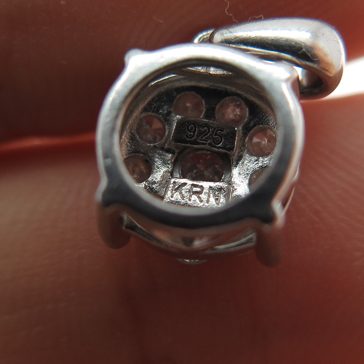 KRN KIRAN 925 Sterling Silver Real Round-Cut Diamond Minimalist Charm Pendant