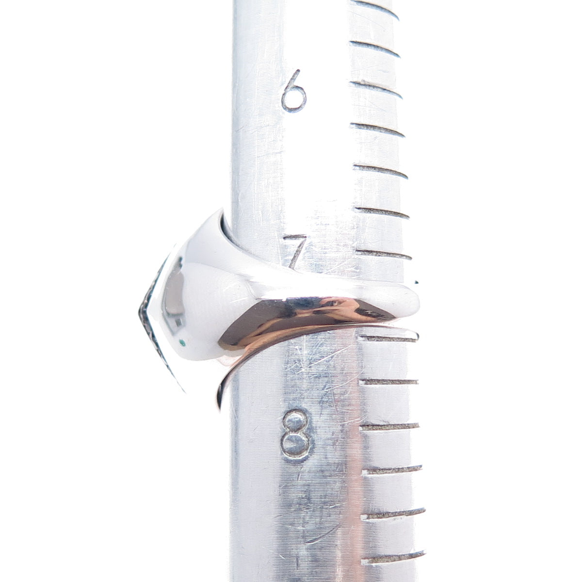 925 Sterling Silver Real Round-Cut Black Spinel Modernist Ring Size 7.5