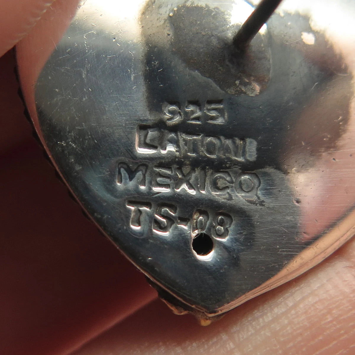 925 Sterling Silver 2-Tone Vintage Mexico Laton Heart Earrings