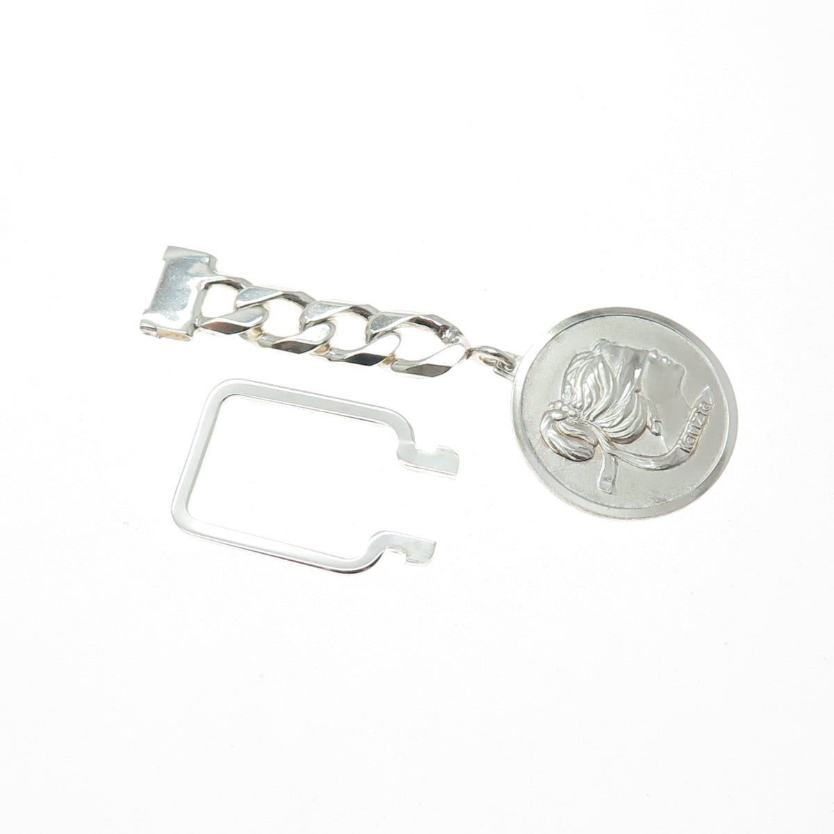 925 Sterling Silver Vintage Italy Karizia SPA Logo Key Chain Fob Ring Holder