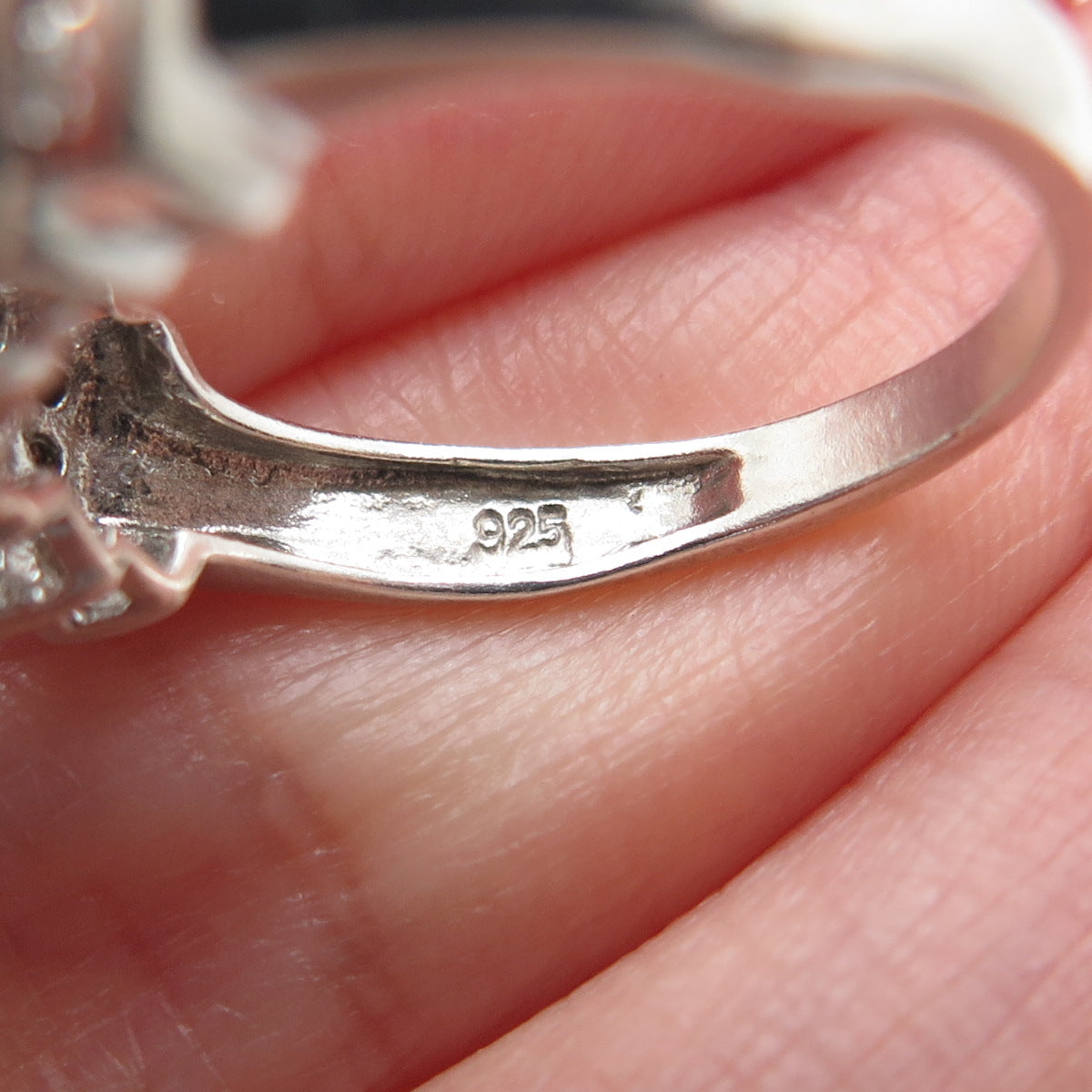 925 Sterling Silver Real Diamond Swiss Blue & White Topaz Ring Size 7