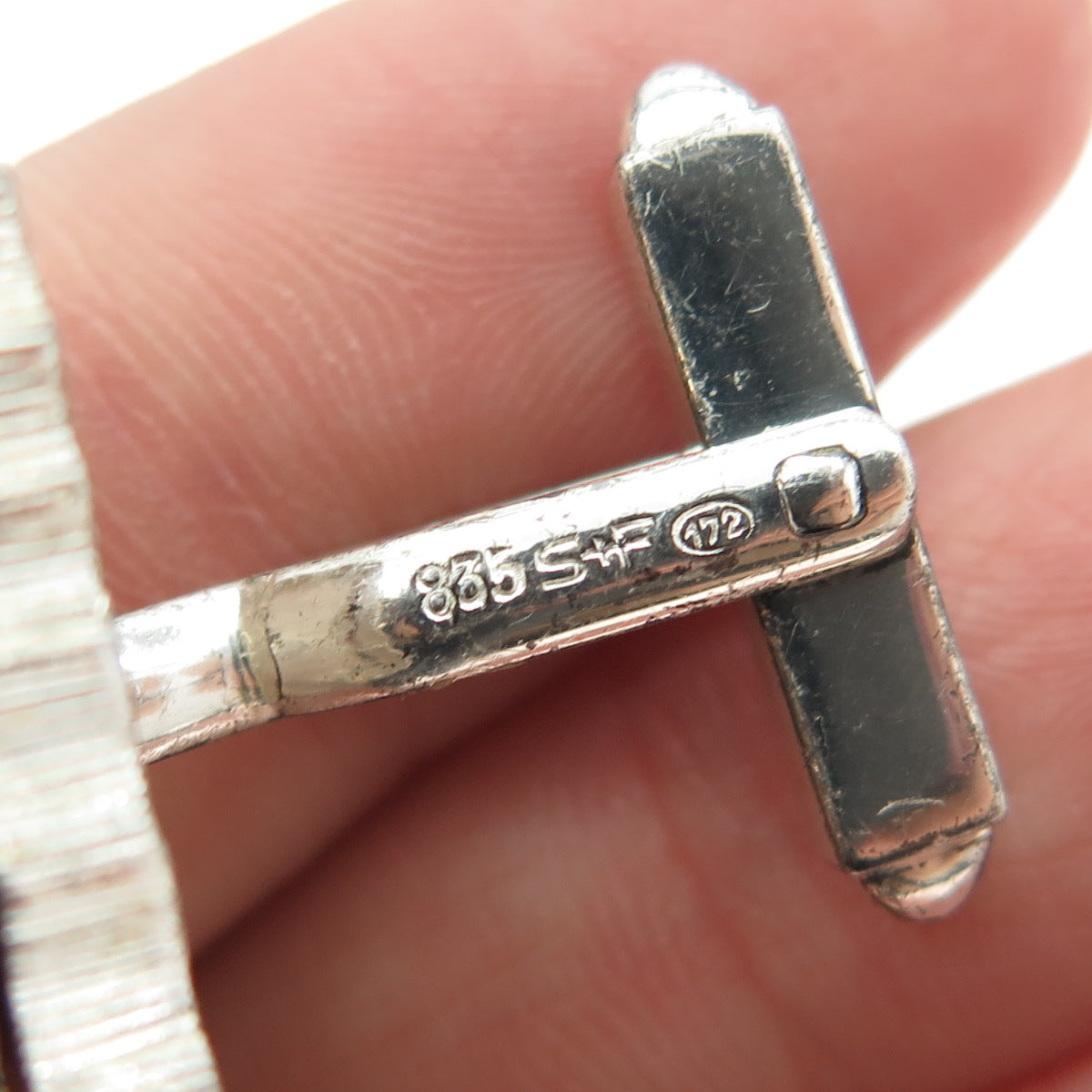 835 Silver Vintage S+F Germany Real Tiger Eye Modernist Cufflinks #172