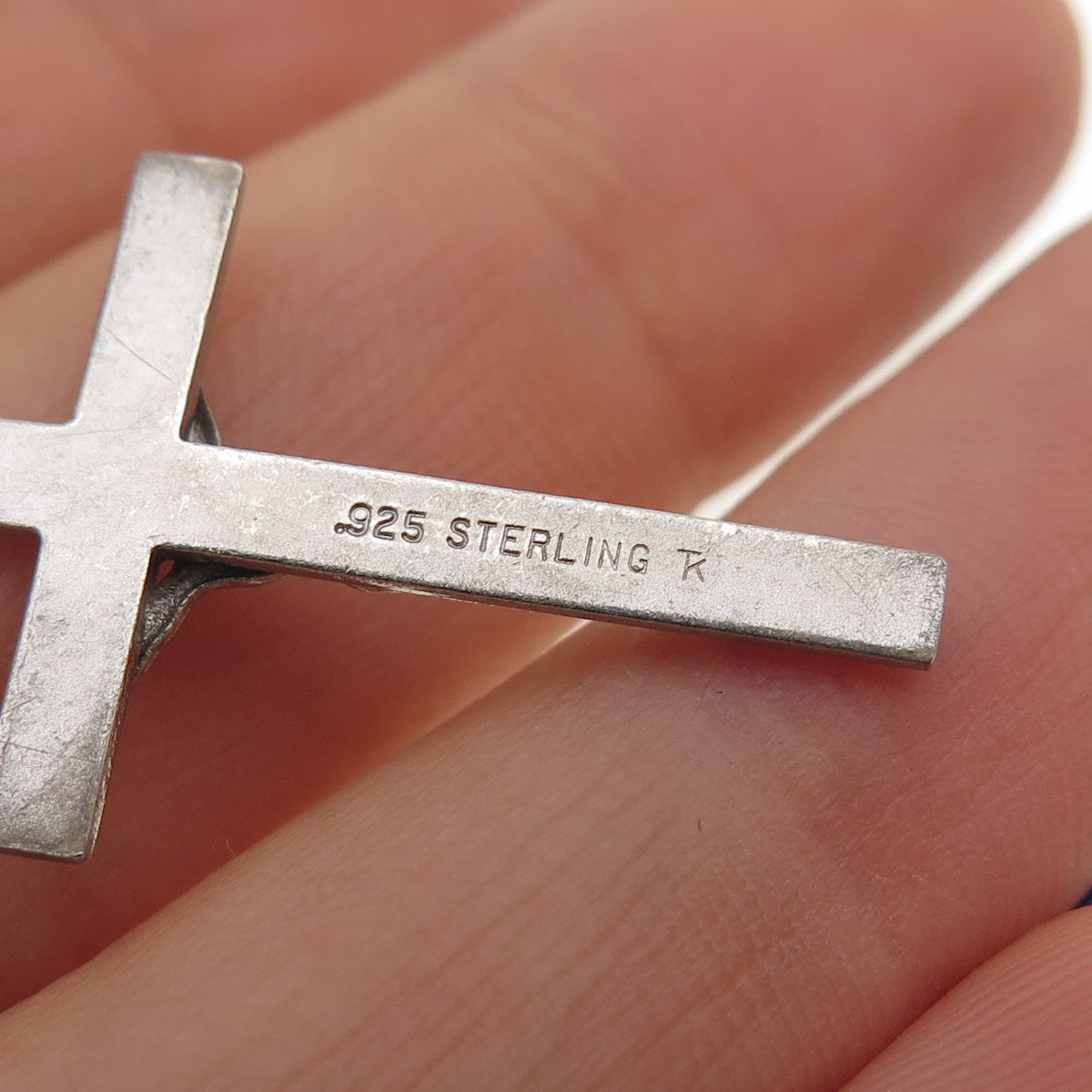 TRU-KAY 925 Sterling Silver Vintage Crucifix Cross Religious Charm Pendant