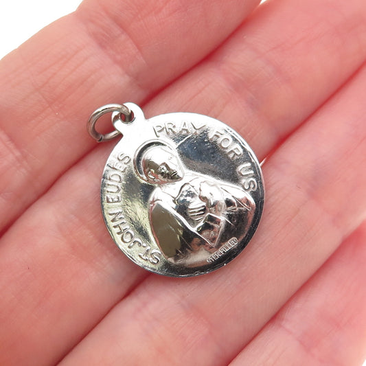 925 Sterling Silver Filled Vintage Saint John Eudes Mini Charm Pendant
