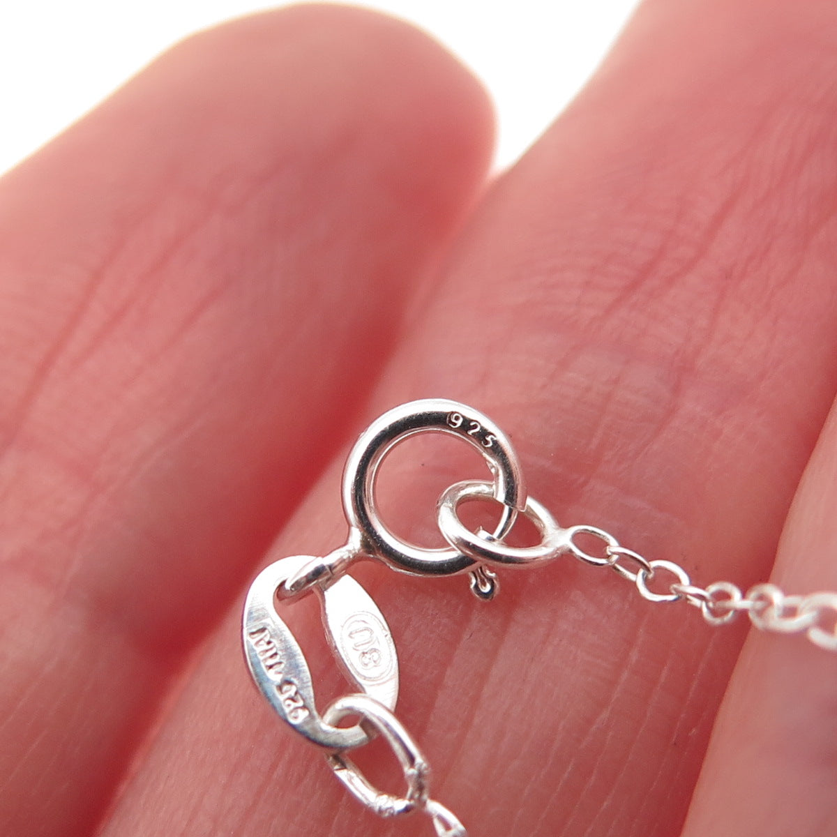 925 Sterling Silver Pear & Round-Cut C Z Cable Chain Necklace 18"