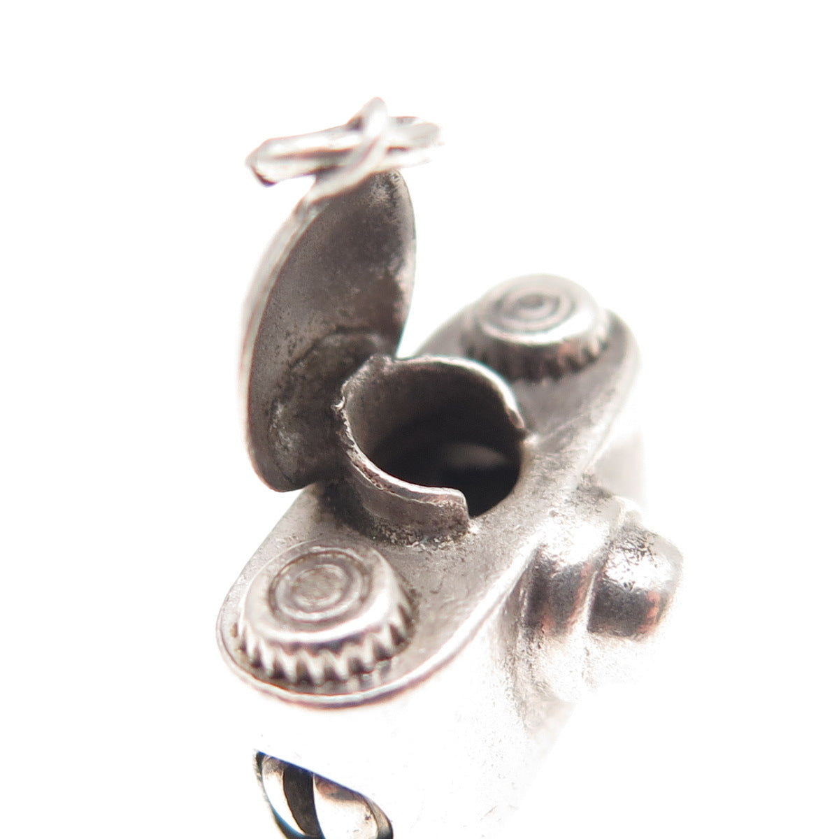 925 Sterling Silver Antique Art Deco Camera Zippo Lighter 3D Mini Charm Pendant